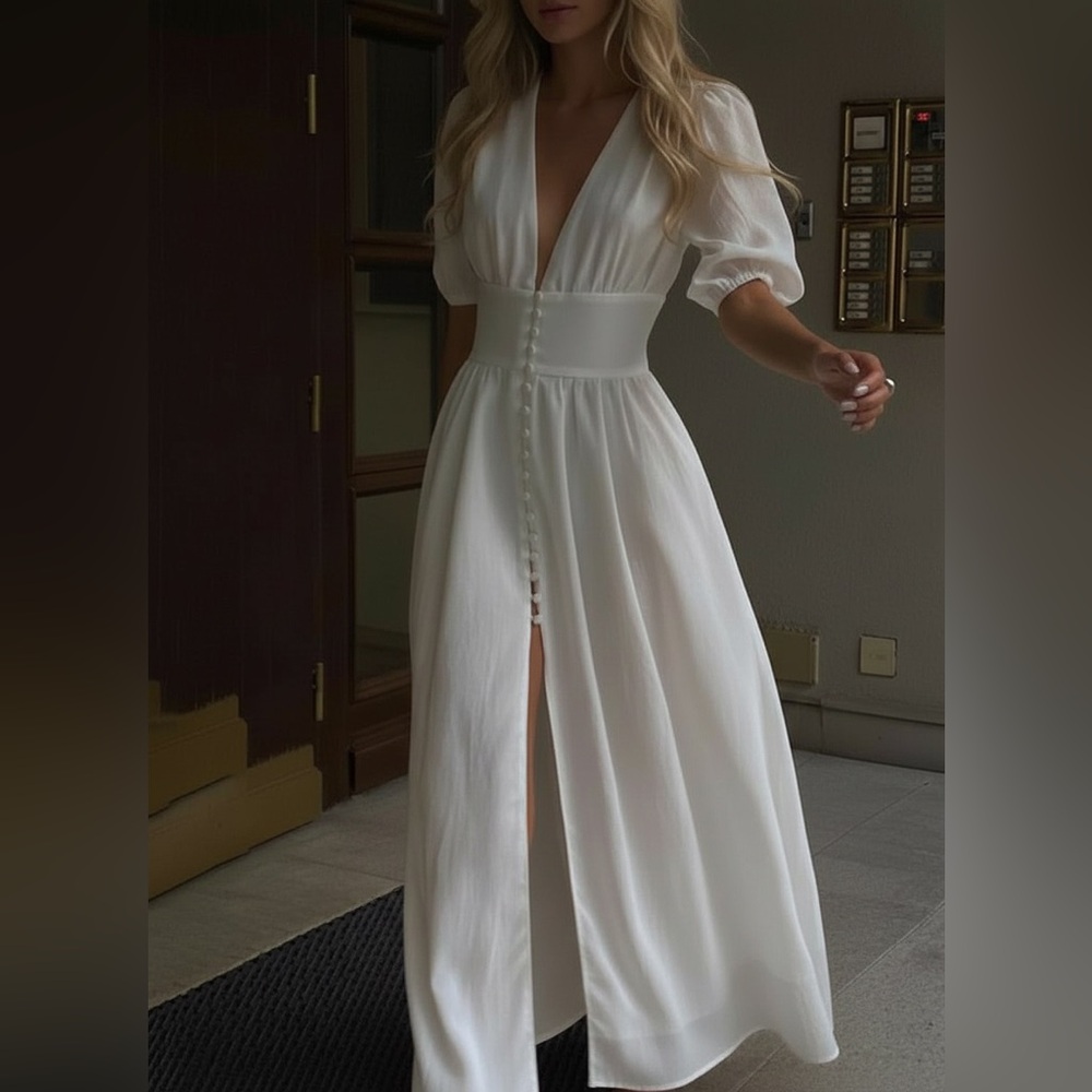 Commense Frenchy Button Split Long Dress - Picture 1 of 13